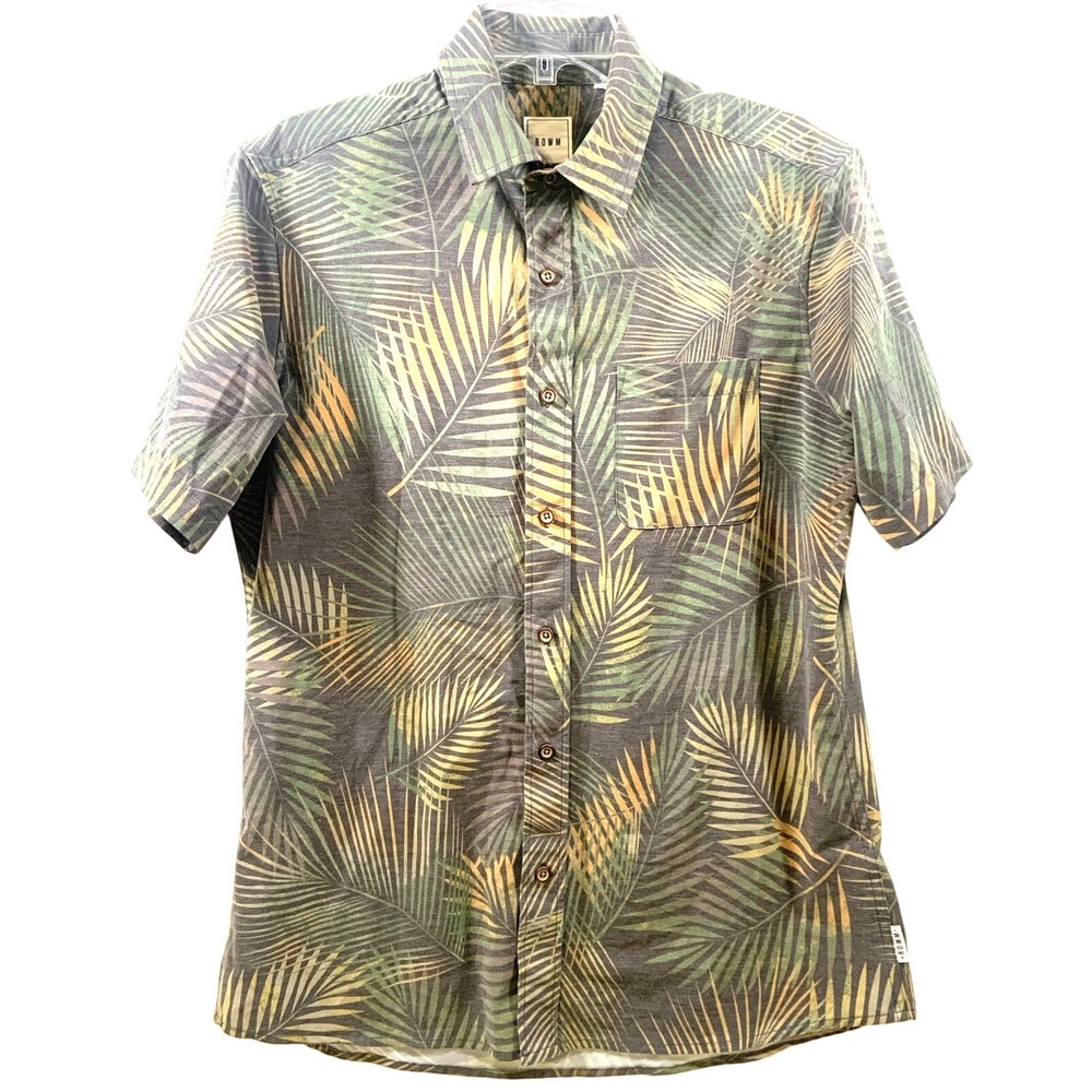 Tropical Palm Leaf Shirt Mens Medium Button Up Short Sleeve Summer Aloha